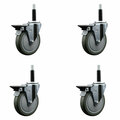 Service Caster 5'' Gray Poly Swivel 3/4'' Expanding Stem Caster Set with Brake, 4PK SCC-EX20S514-PPUB-PLB-34-4